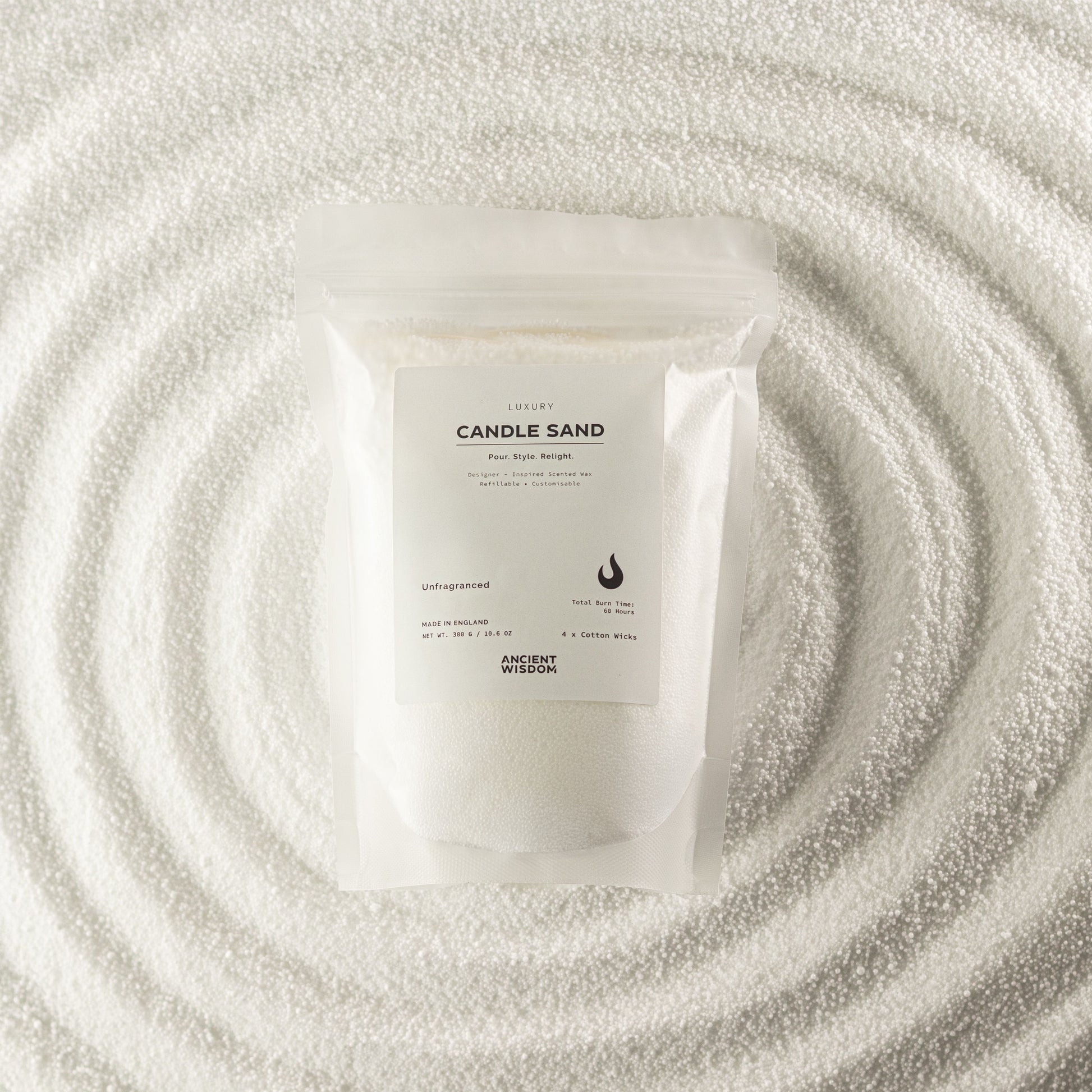 Unfragranced Candle Sand - White - 300g
