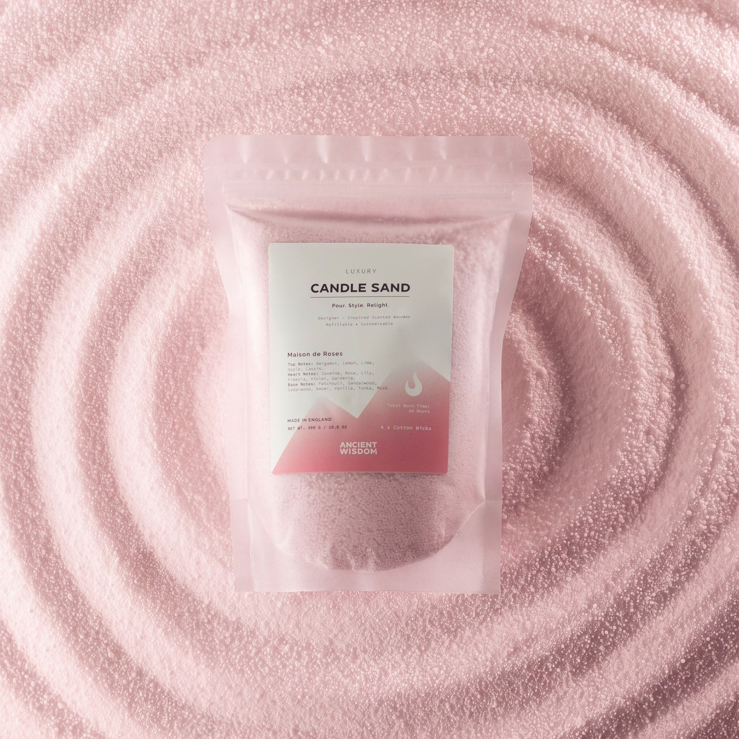 Fragranced Candle Sand - Dusty Rose - Maison de Roses - 300g