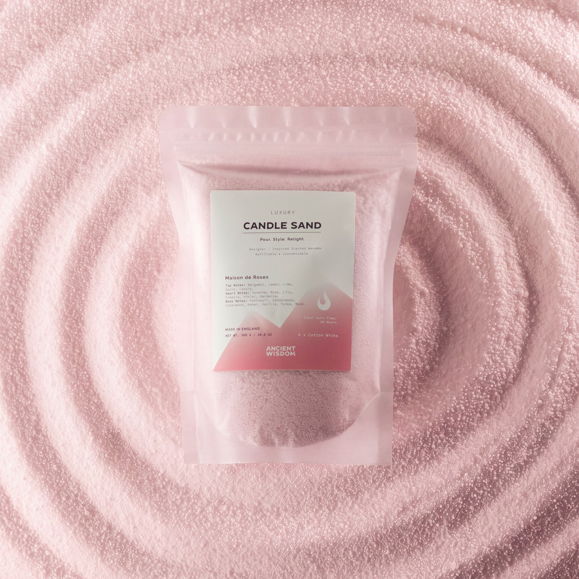 Fragranced Candle Sand - Dusty Rose - Maison de Roses - 300g