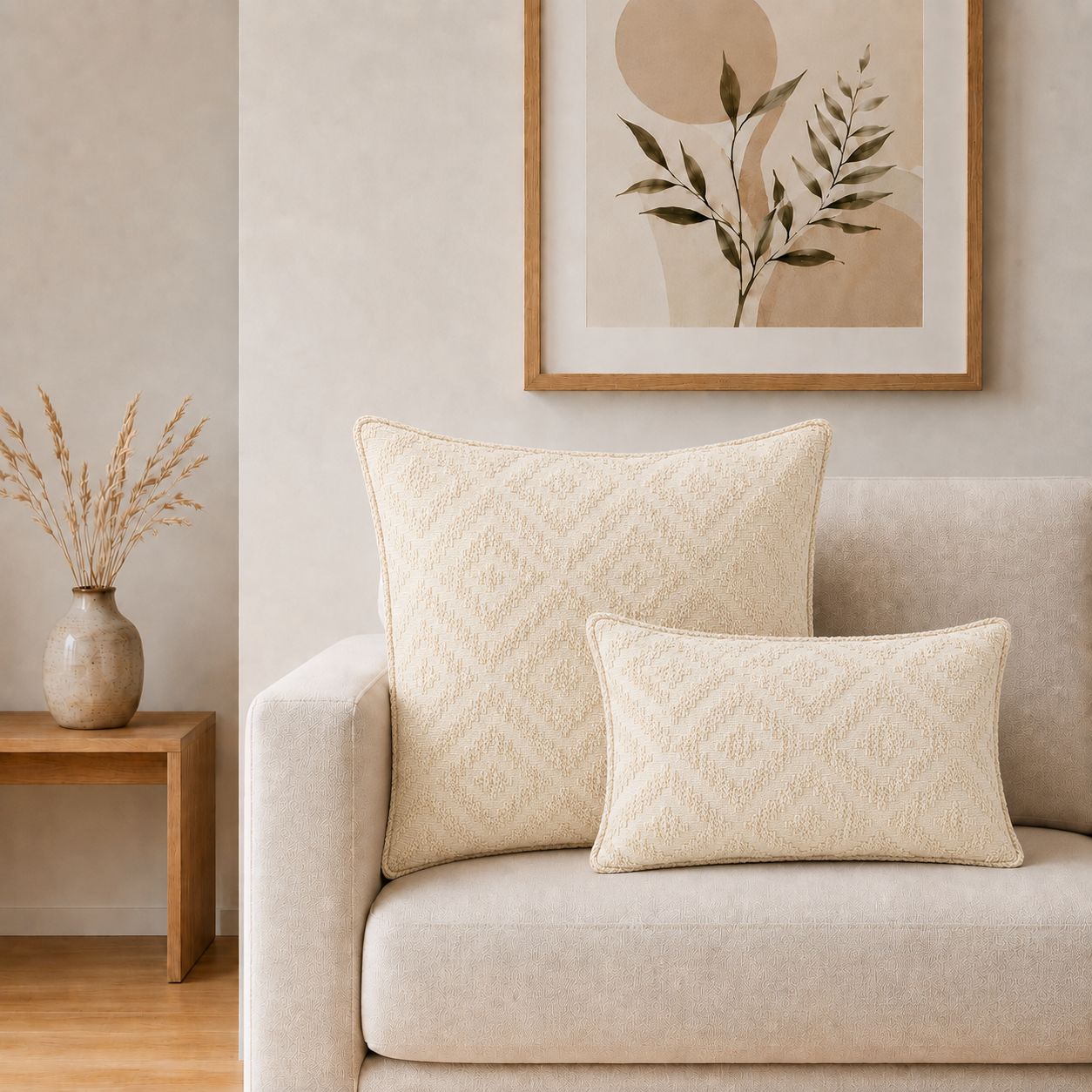 Classic Cushion Cover - Neutral Geo Creme - 30x50cm - Lumber Style