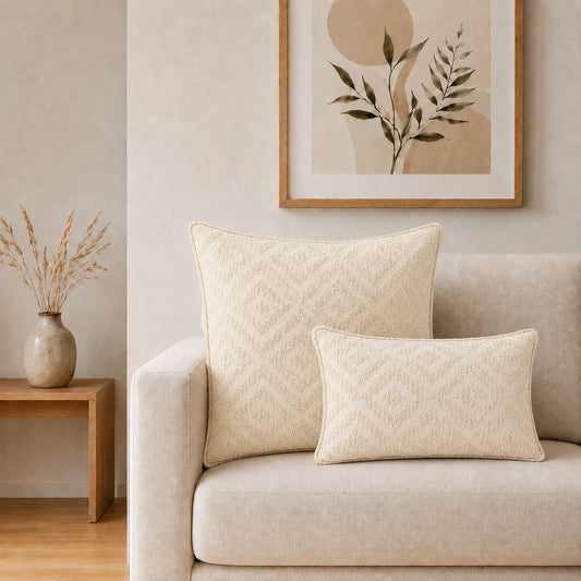 Classic Cushion Cover - Neutral Geo Creme - 30x50cm - Lumber Style