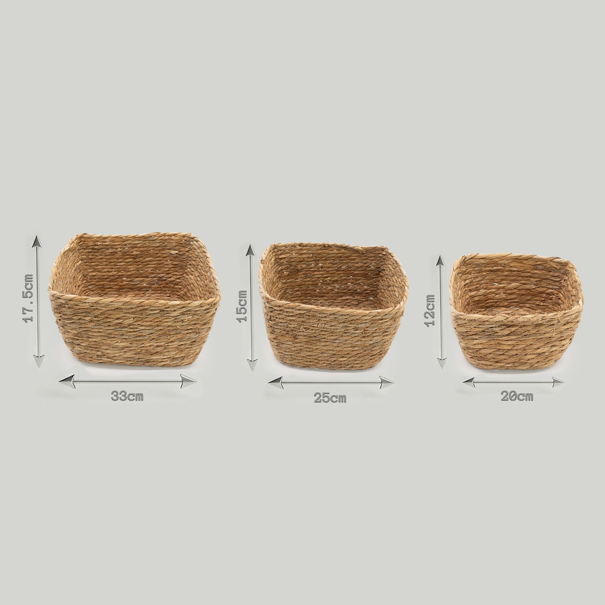 Seagrass Square Baskets - Natural - Set of 10
