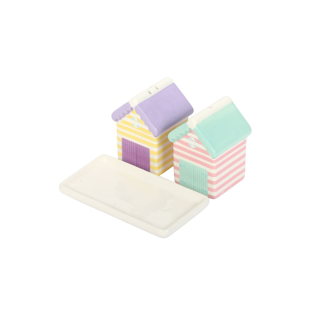 Pastel Beach Hut Salt and Pepper Shakers