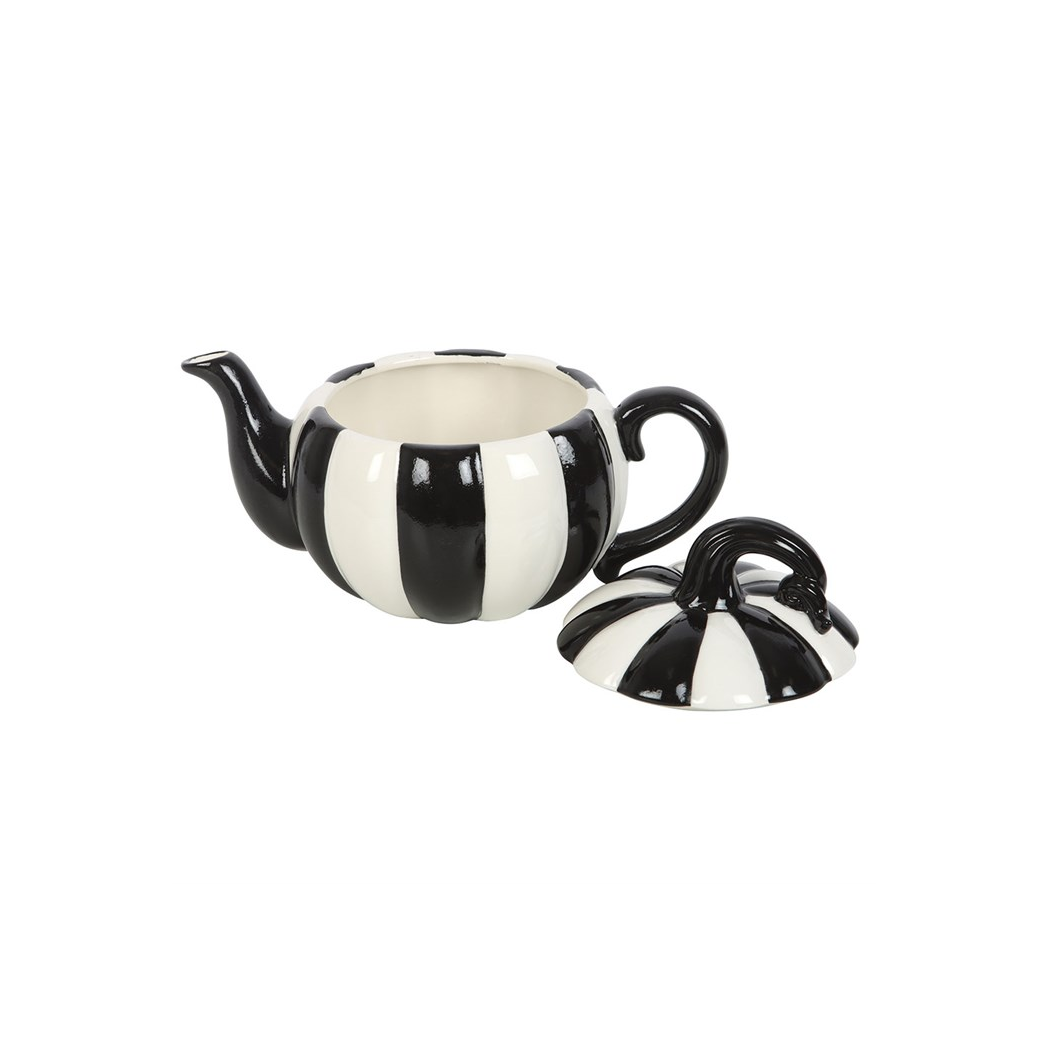 Black and White Striped Pumpkin Teapot