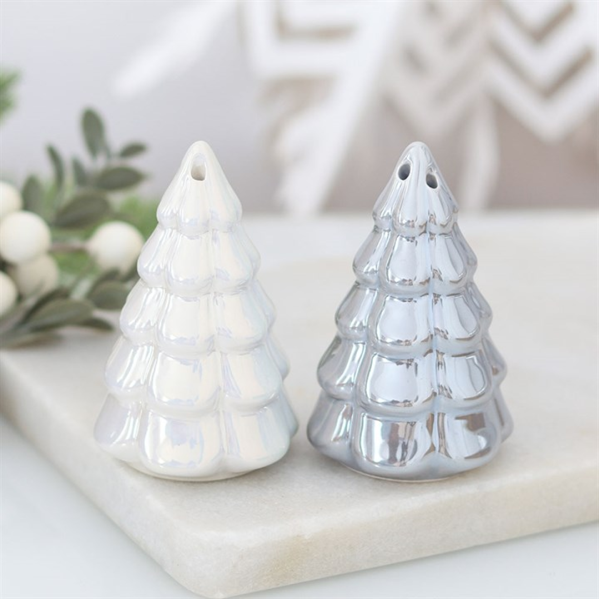 Iridescent Fir Tree Salt and Pepper Shakers