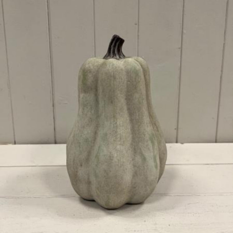 Dusty Green Tall Ceramic Pumpkin Ornament in Small