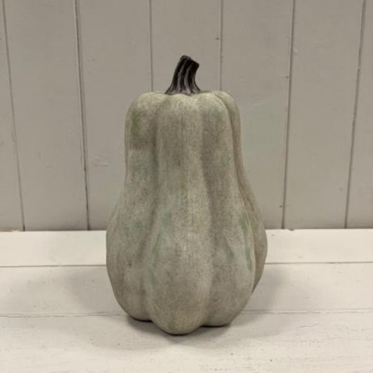 Dusty Green Tall Ceramic Pumpkin Ornament in Small