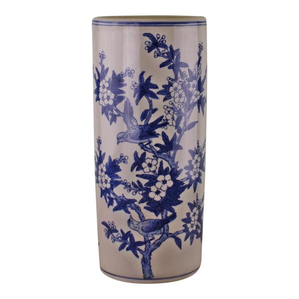 Umbrella Stand  Vintage Blue & White Bird Design