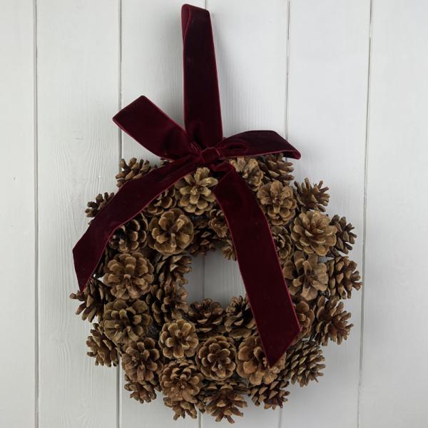 Pinecone Wreath with Bow 30cm