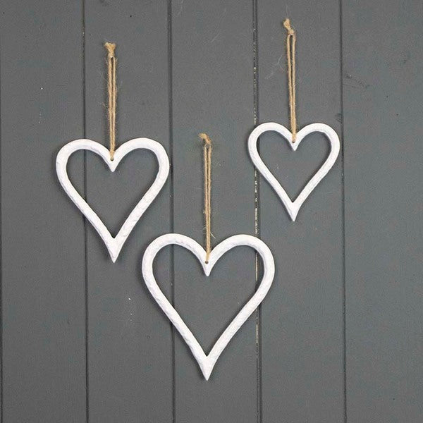 Hanging White Heart 11.5x1x13cm