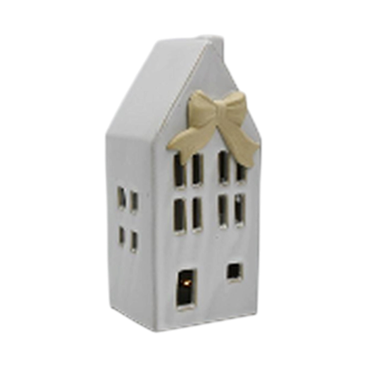 Medium Ceramic LED House with Bow Details