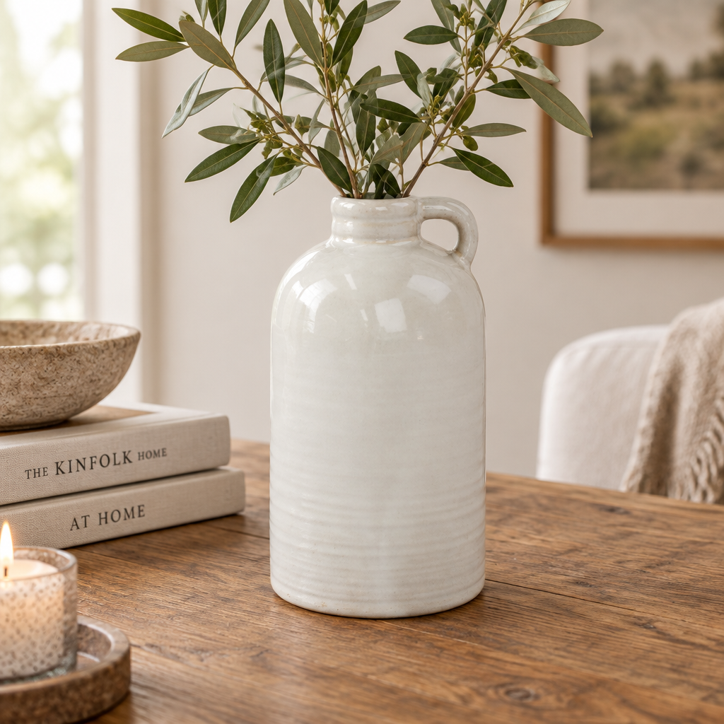 Natural Stoneglazed Short Jug Shaped Vase