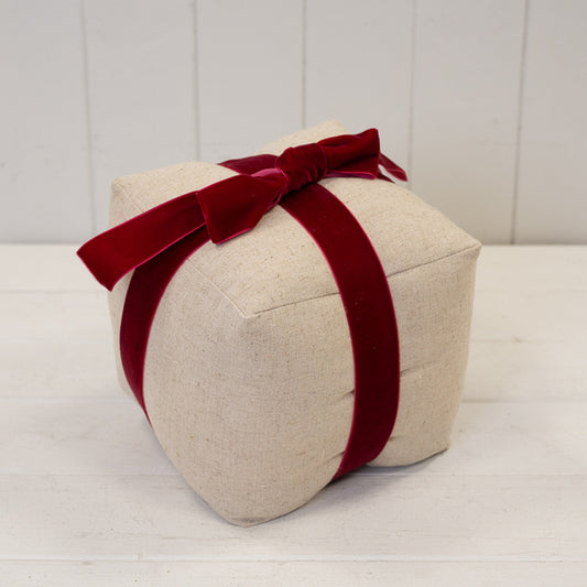 Red Velvet Bow Prsent Shape Doorstop