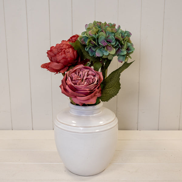 Large Natural Rustic Ceramic Vase with Double Line Detail