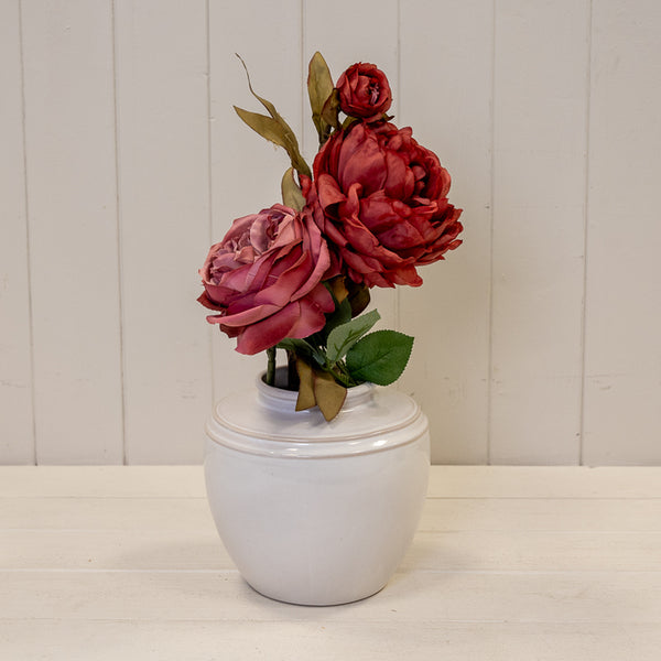 Small Natural Rustic Ceramic Vase with Double Line Detail