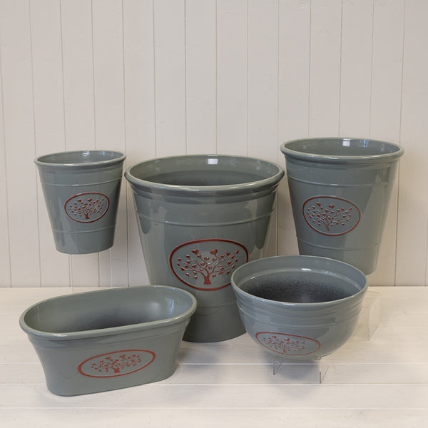 Grey Round Love Heart Tree Recycled Plastic Planter D30cm