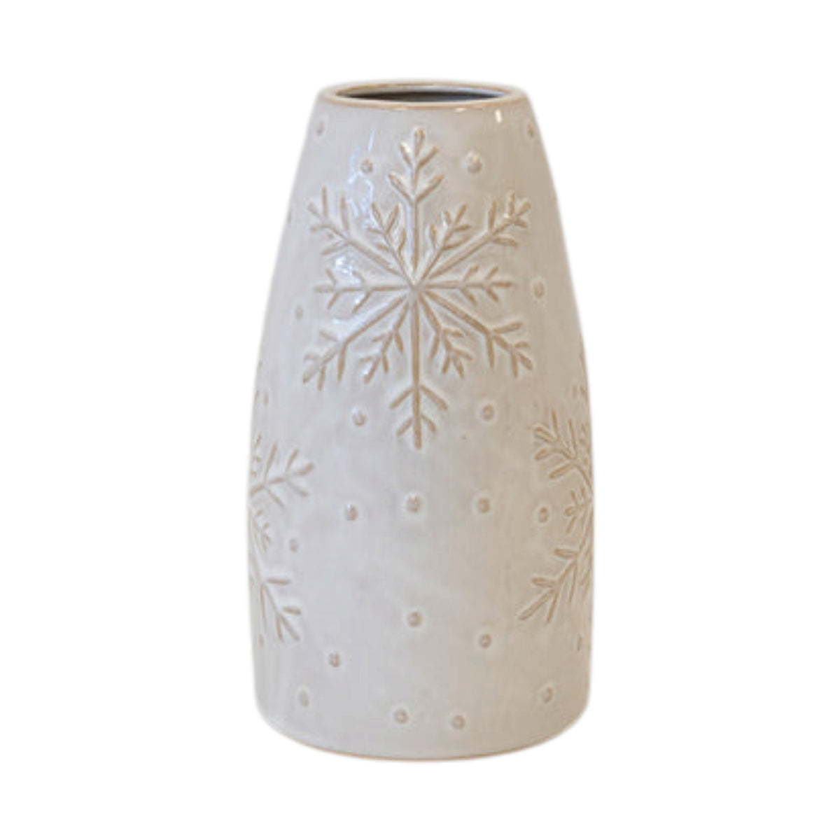 Tall Frosted Snowflake Vase Seasonal Ceramic Vase