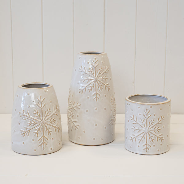 Short Frosted Snowflake Vase