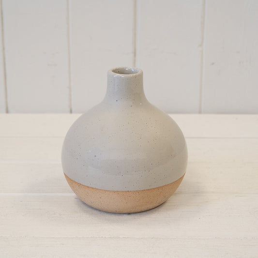Taupe Ceramic Glazed Vase with Unglazed Design