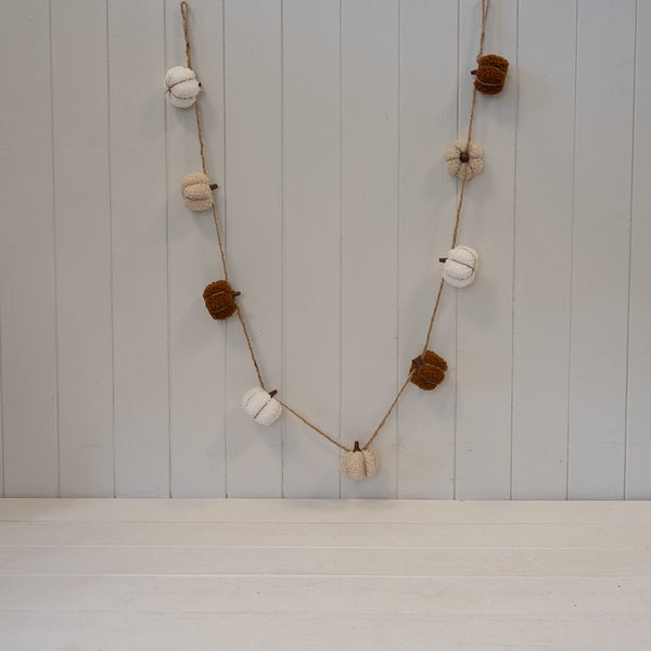 Boucle Pumpkin Garland White Beige and Brown 150cm