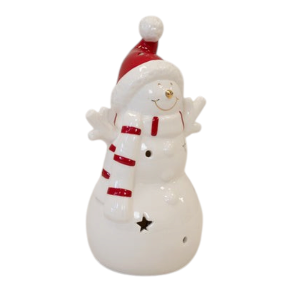 Medium White Christmas LED Snowman in a Scarf