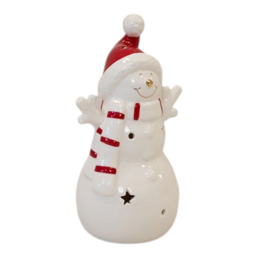 Medium White Christmas LED Snowman in a Scarf