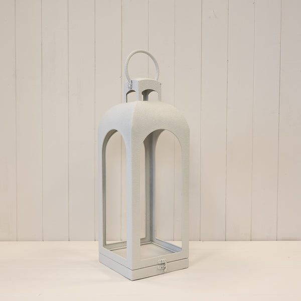 Off White Metal Open Faced Lantern Medium